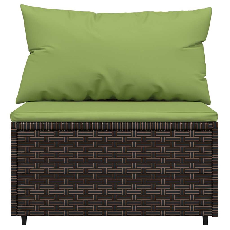 Bowery Hill PE Rattan Medium Adjustable Feet Patio Middle Sofa in Brown
