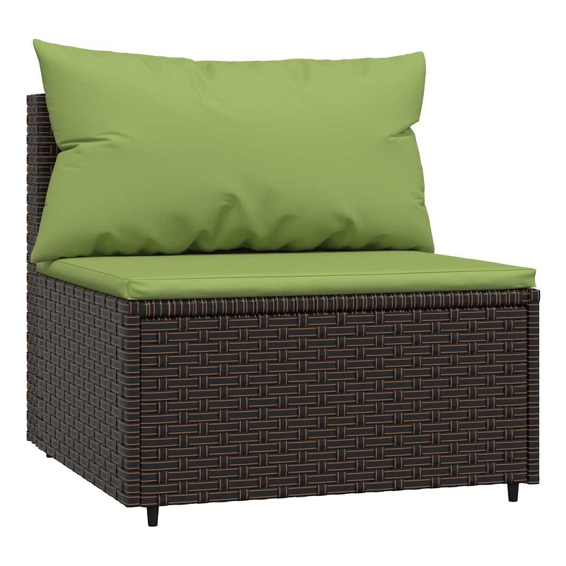 Bowery Hill PE Rattan Medium Adjustable Feet Patio Middle Sofa in Brown