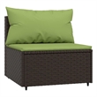 Bowery Hill PE Rattan Medium Adjustable Feet Patio Middle Sofa in Brown