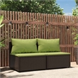 Bowery Hill Synthetic Poly Rattan Patio Middle Sofa in Brown & Green