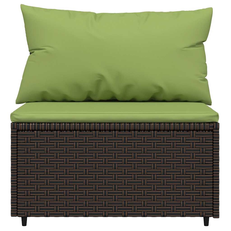 Bowery Hill Synthetic Poly Rattan Patio Middle Sofa in Brown & Green