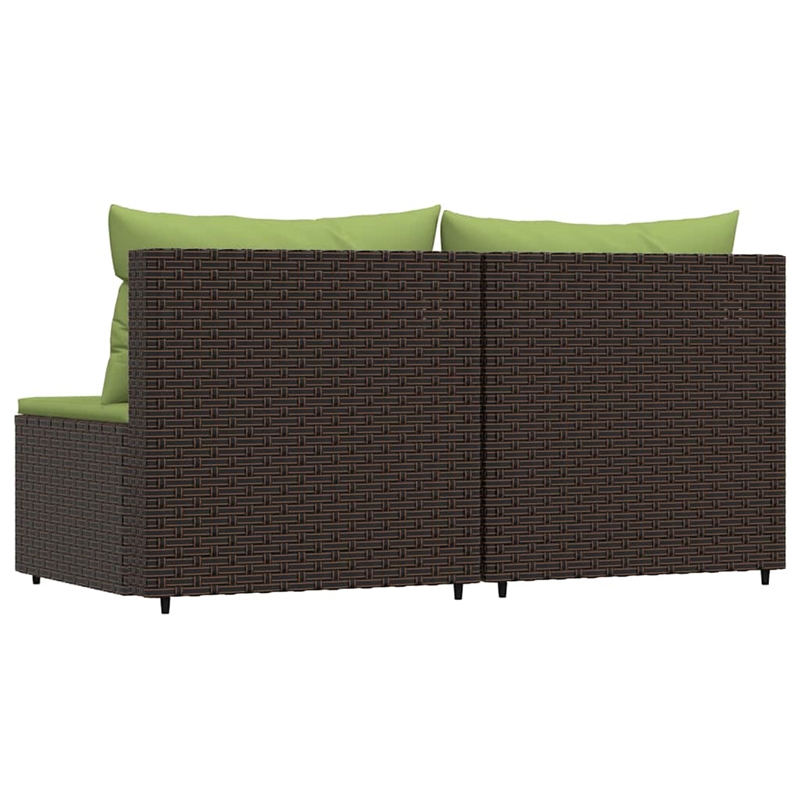 Bowery Hill Synthetic Poly Rattan Patio Middle Sofa in Brown & Green
