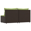 Bowery Hill Synthetic Poly Rattan Patio Middle Sofa in Brown & Green
