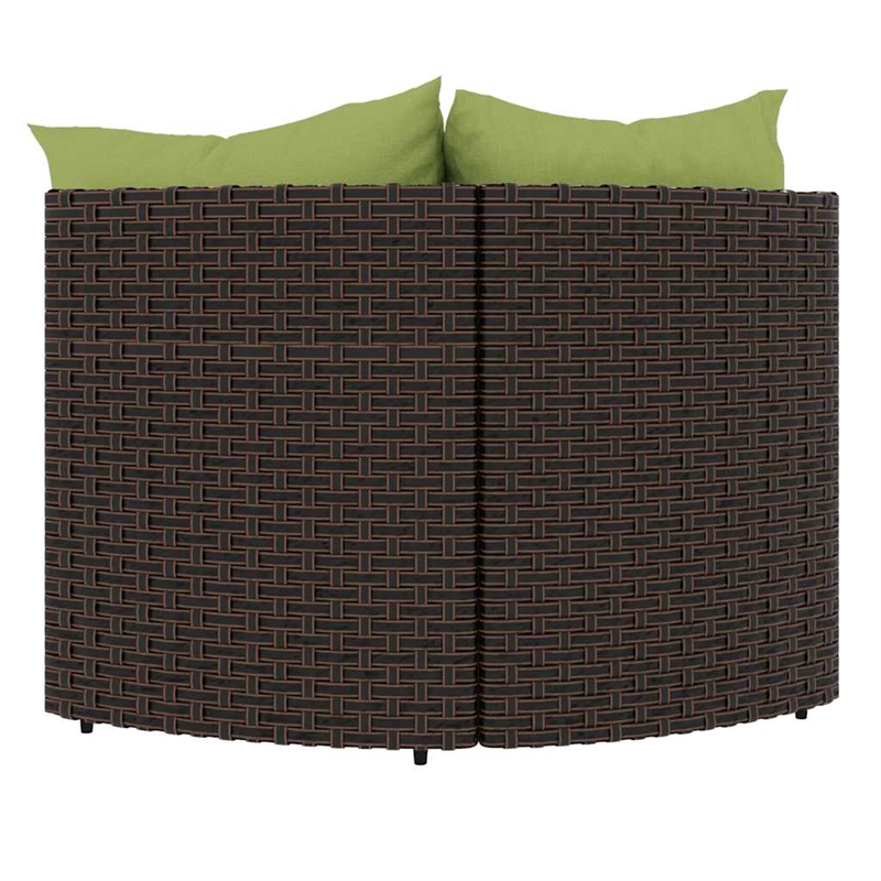 Bowery Hill Synthetic Poly Rattan Patio Corner Sofa in Brown & Green