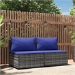 Bowery Hill Contemporary Synthetic Poly Rattan Patio Middle Sofa in Gray