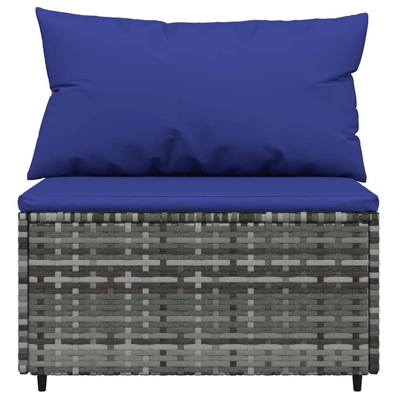Bowery Hill Contemporary Synthetic Poly Rattan Patio Middle Sofa in Gray