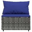 Bowery Hill Contemporary Synthetic Poly Rattan Patio Middle Sofa in Gray