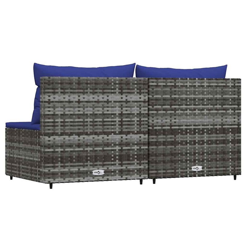 Bowery Hill Contemporary Synthetic Poly Rattan Patio Middle Sofa in Gray