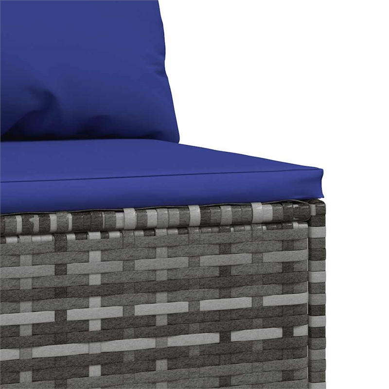 Bowery Hill Contemporary Synthetic Poly Rattan Patio Middle Sofa in Gray