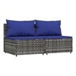 Bowery Hill Contemporary Synthetic Poly Rattan Patio Middle Sofa in Gray
