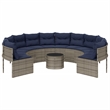 Bowery Hill Contemporary Synthetic Poly Rattan Patio Sofa in Gray & Navy Blue