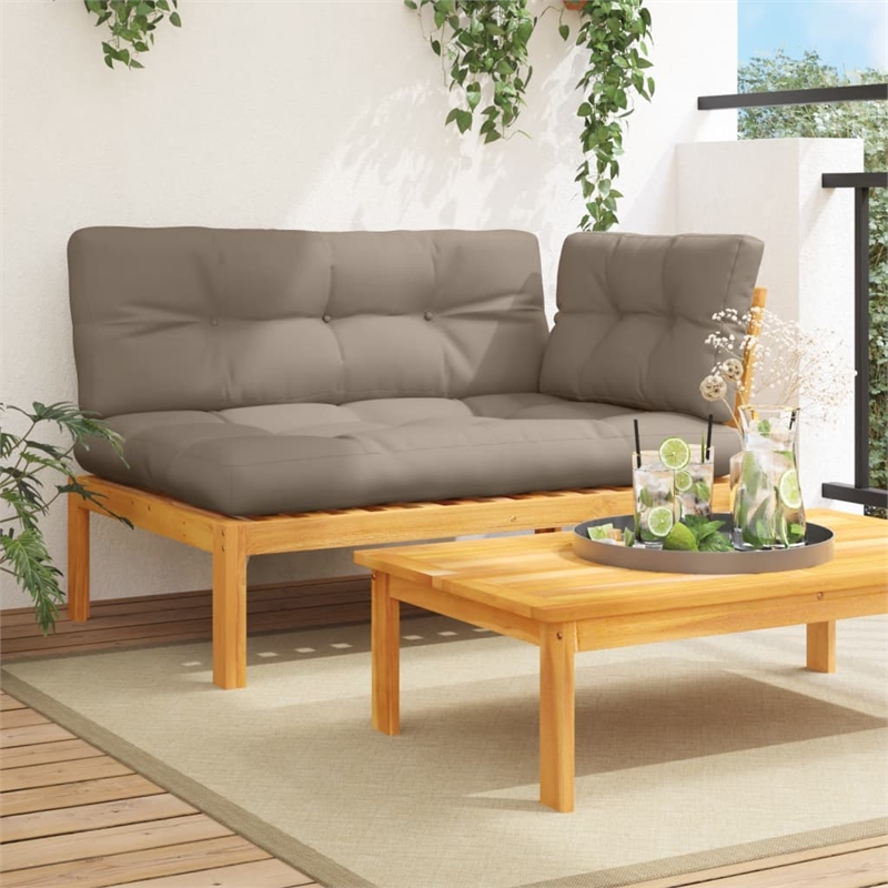 Bowery Hill Solid Acacia Wood Medium Modular Patio Sofa in Natural Wood