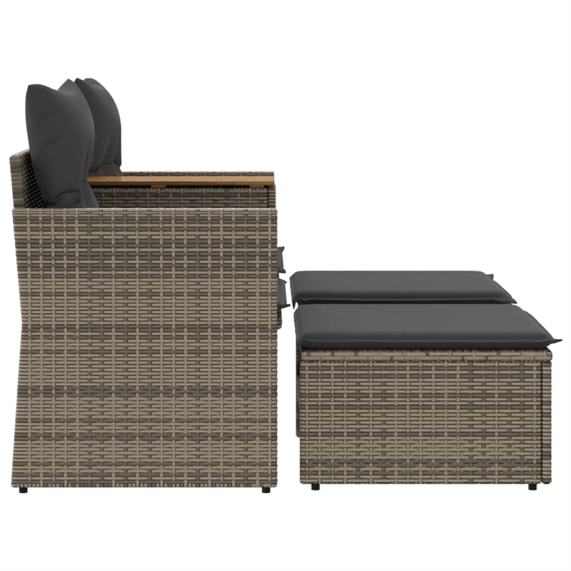 Bowery Hill 2-Seater PE Rattan Garden Sofa With Adjustable Feet in Gray