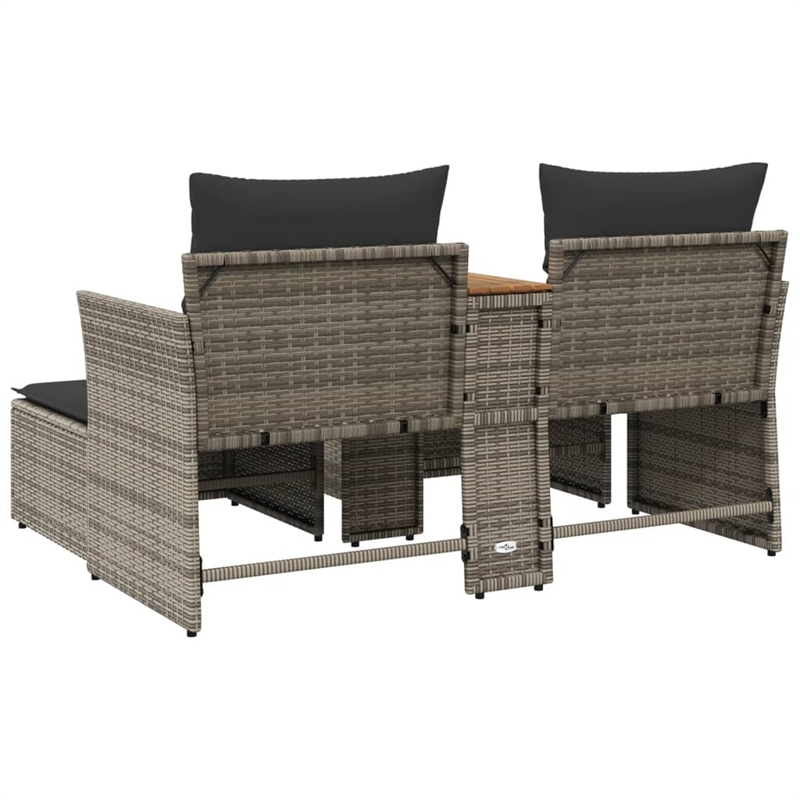 Bowery Hill 2-Seater PE Rattan Garden Sofa With Adjustable Feet in Gray