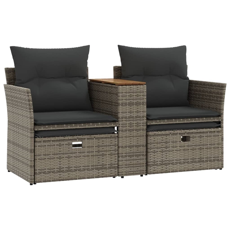Bowery Hill 2-Seater PE Rattan Garden Sofa With Adjustable Feet in Gray