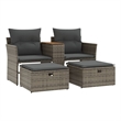 Bowery Hill 2-Seater PE Rattan Garden Sofa With Adjustable Feet in Gray