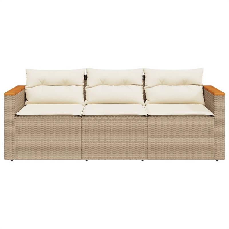 Bowery Hill Contemporary Synthetic Poly Rattan Garden Sofa in Beige And Cream