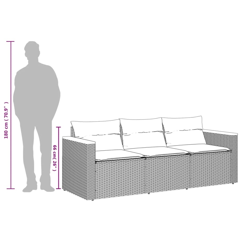Bowery Hill Contemporary Synthetic Poly Rattan Garden Sofa in Beige And Cream