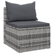 Bowery Hill Medium PE Rattan And Powder-Coated Steel Garden Middle Sofa in Gray