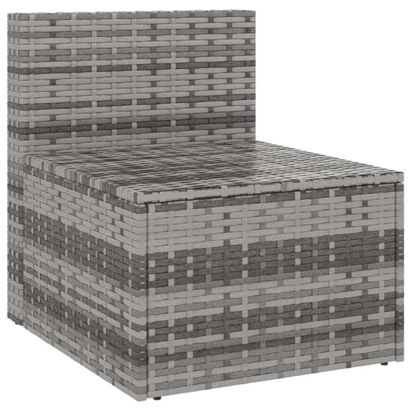 Bowery Hill Medium PE Rattan And Powder-Coated Steel Garden Middle Sofa in Gray