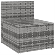 Bowery Hill Medium PE Rattan And Powder-Coated Steel Garden Middle Sofa in Gray