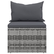 Bowery Hill Medium PE Rattan And Powder-Coated Steel Garden Middle Sofa in Gray
