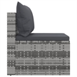 Bowery Hill Medium PE Rattan And Powder-Coated Steel Garden Middle Sofa in Gray