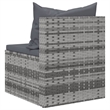 Bowery Hill Medium PE Rattan And Powder-Coated Steel Garden Middle Sofa in Gray