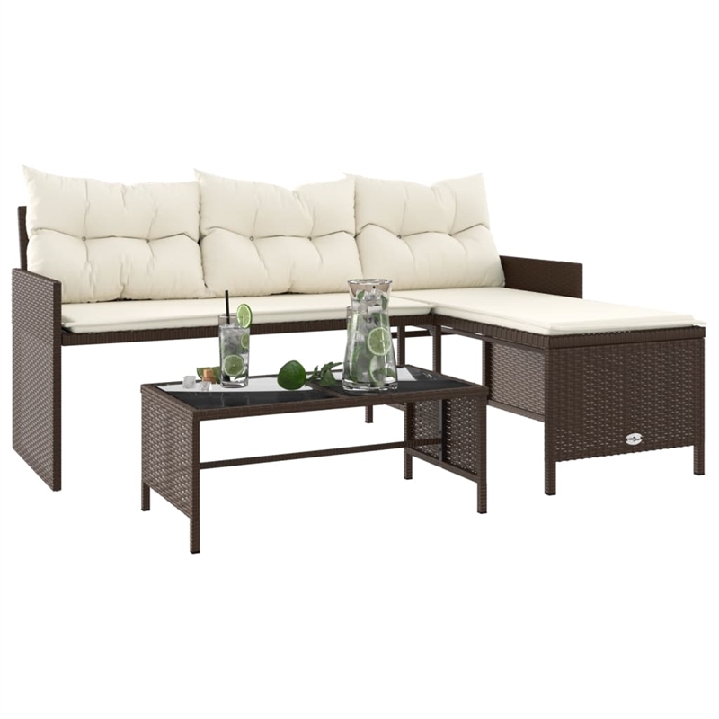 Bowery Hill Medium PE Rattan Garden Sofa With Removable Covers in Brown