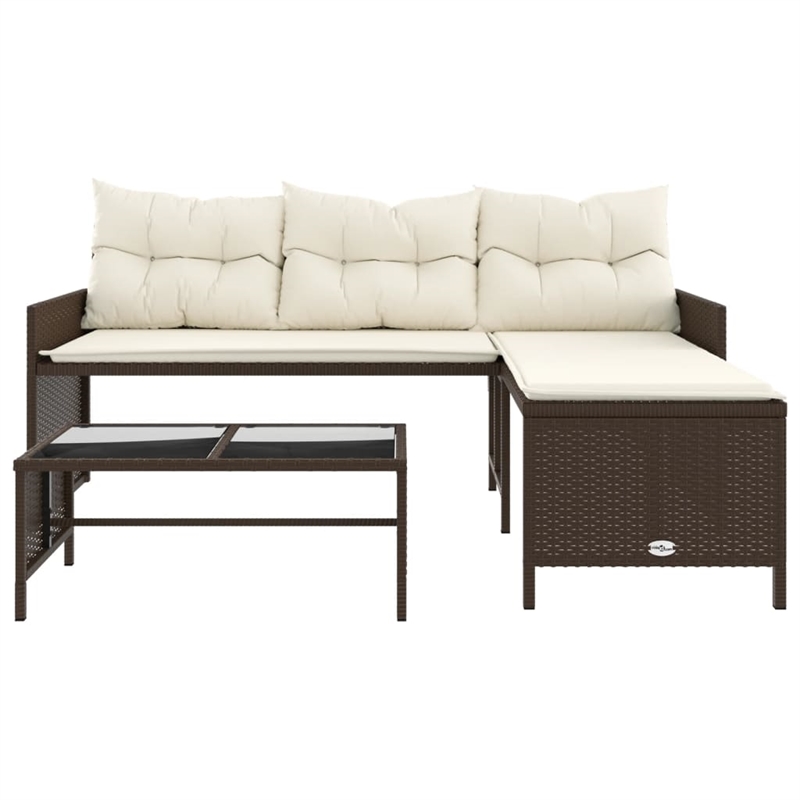 Bowery Hill Medium PE Rattan Garden Sofa With Removable Covers in Brown