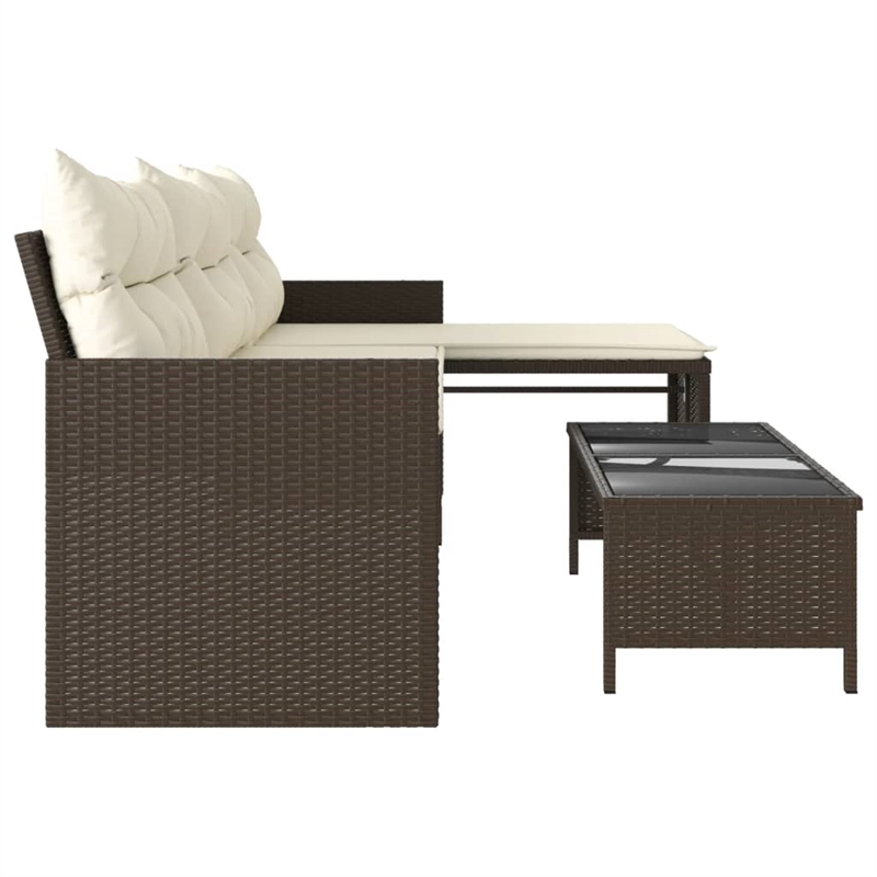 Bowery Hill Medium PE Rattan Garden Sofa With Removable Covers in Brown