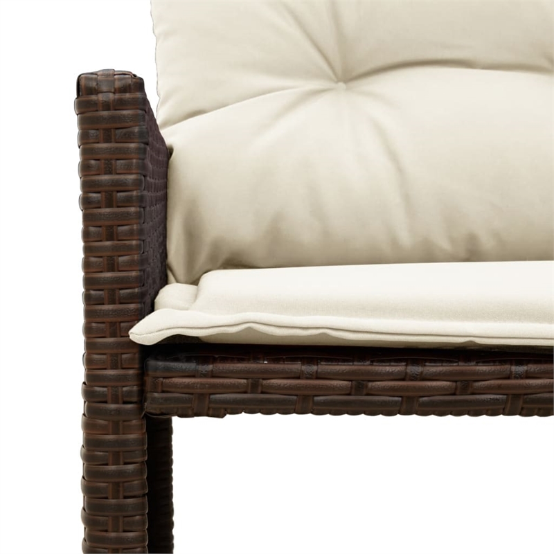 Bowery Hill Medium PE Rattan Garden Sofa With Removable Covers in Brown