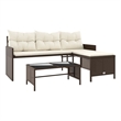 Bowery Hill Medium PE Rattan Garden Sofa With Removable Covers in Brown