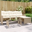 Bowery Hill 3-Seater Poly Rattan Garden Sofa With Removable Covers in Beige
