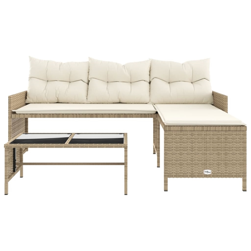 Bowery Hill 3-Seater Poly Rattan Garden Sofa With Removable Covers in Beige