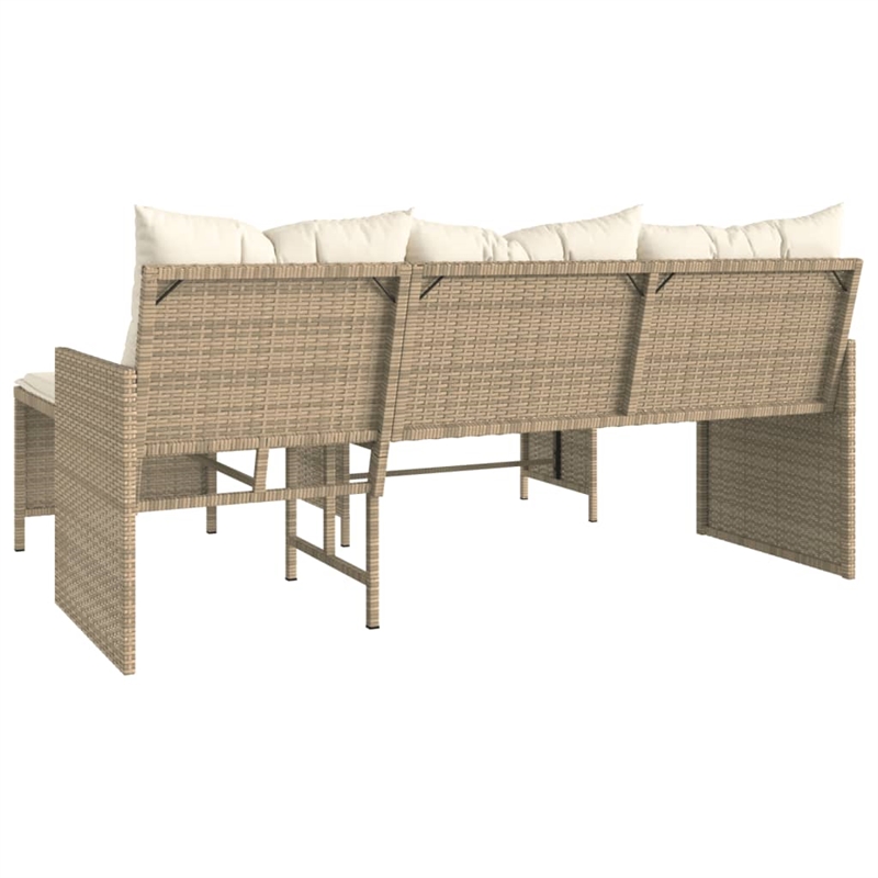 Bowery Hill 3-Seater Poly Rattan Garden Sofa With Removable Covers in Beige