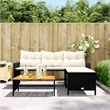 Bowery Hill Large Poly Rattan Garden Sofa With Removable Covers in Black