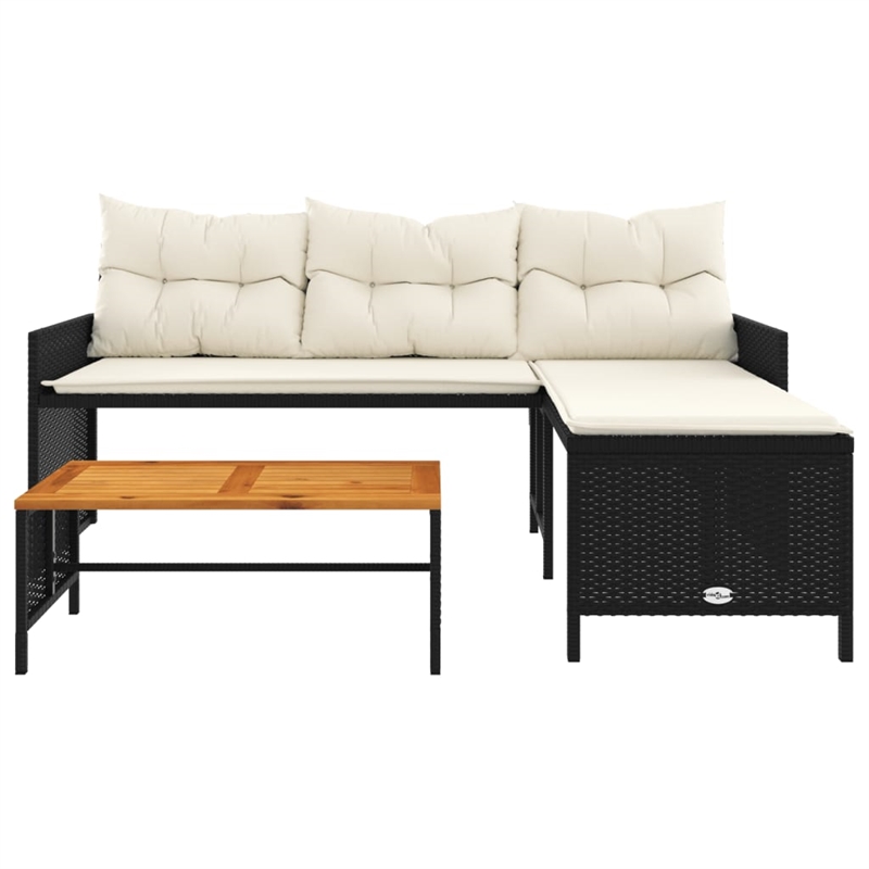 Bowery Hill Large Poly Rattan Garden Sofa With Removable Covers in Black