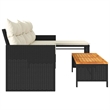 Bowery Hill Large Poly Rattan Garden Sofa With Removable Covers in Black