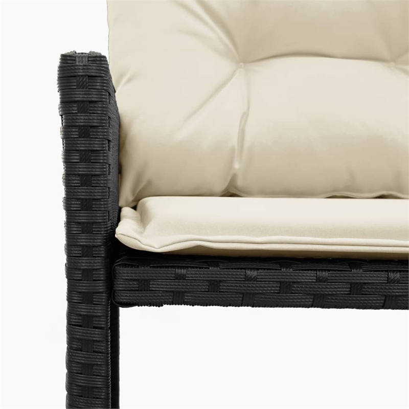 Bowery Hill Large Poly Rattan Garden Sofa With Removable Covers in Black