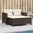 Bowery Hill 2-Seater PE Rattan Garden Sofa With Removable Covers in Brown