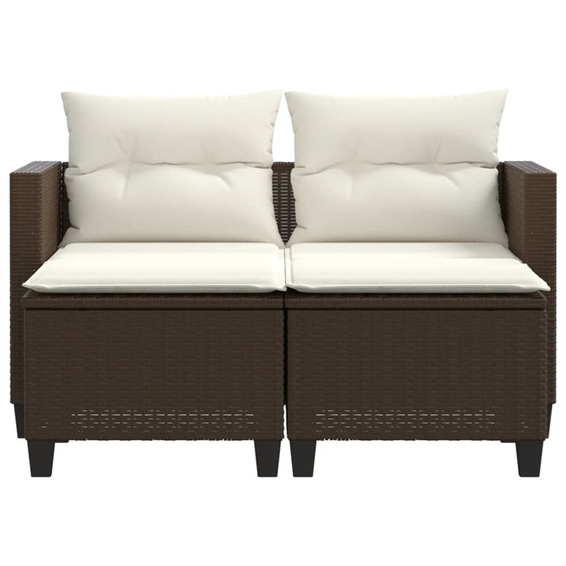 Bowery Hill 2-Seater PE Rattan Garden Sofa With Removable Covers in Brown