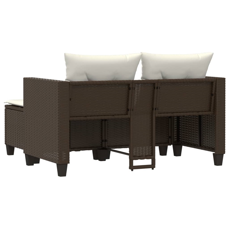 Bowery Hill 2-Seater PE Rattan Garden Sofa With Removable Covers in Brown