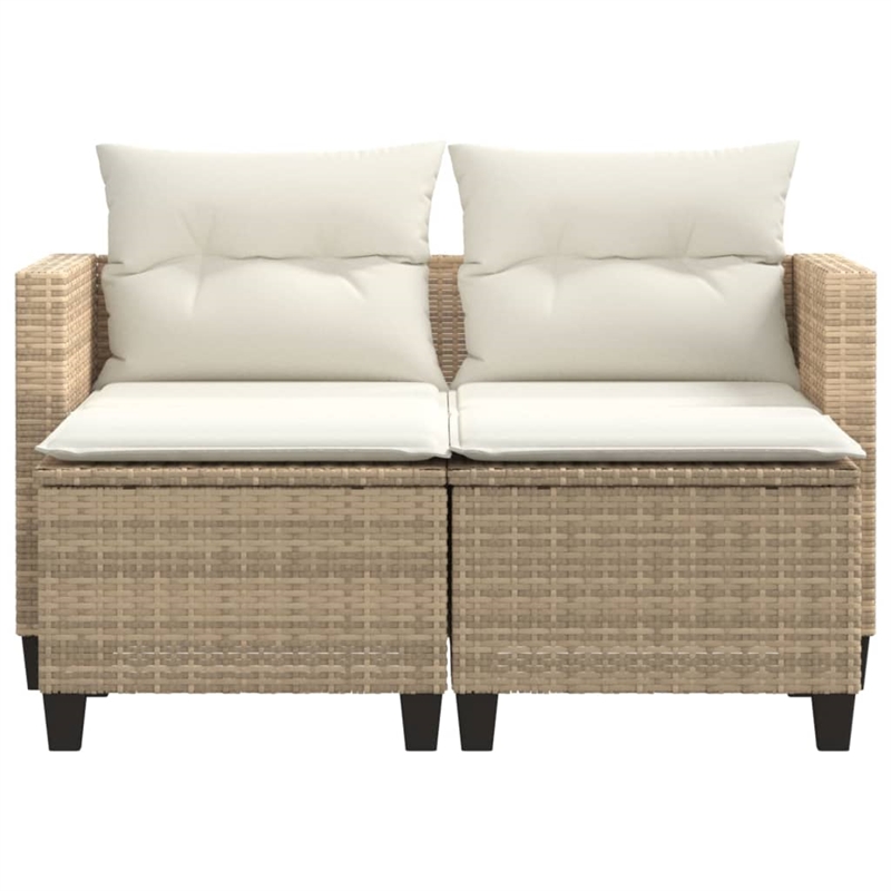 Bowery Hill Standard PE Rattan Garden Sofa With Removable Covers in Beige