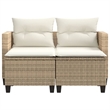 Bowery Hill Standard PE Rattan Garden Sofa With Removable Covers in Beige