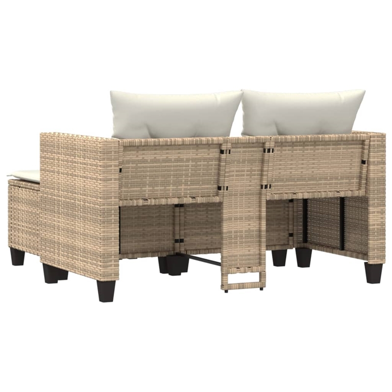 Bowery Hill Standard PE Rattan Garden Sofa With Removable Covers in Beige