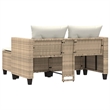 Bowery Hill Standard PE Rattan Garden Sofa With Removable Covers in Beige
