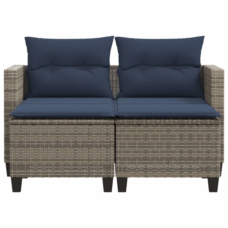 Bowery Hill Large PE Rattan Garden Sofa With Removable Covers in Gray