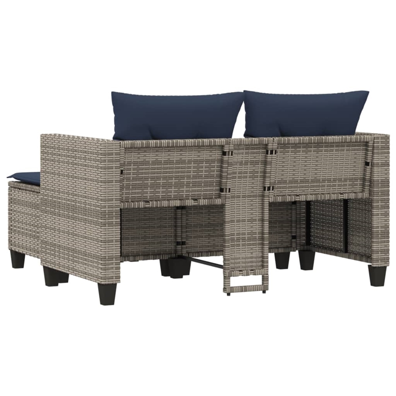 Bowery Hill Large PE Rattan Garden Sofa With Removable Covers in Gray