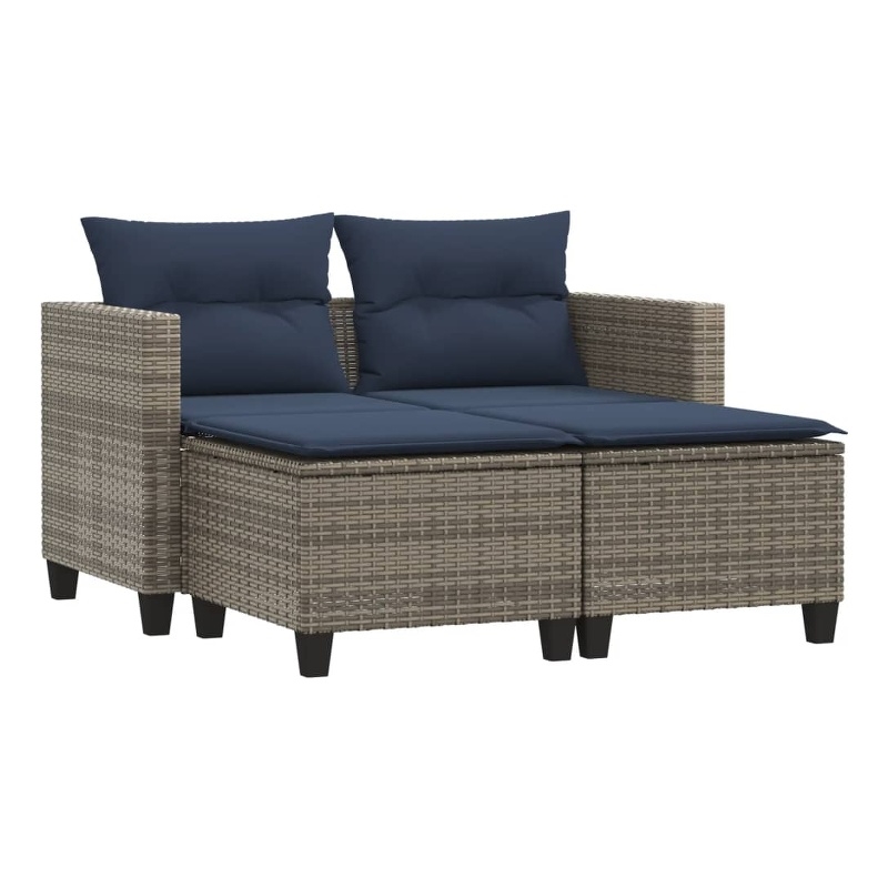 Bowery Hill Large PE Rattan Garden Sofa With Removable Covers in Gray
